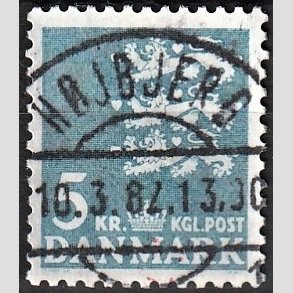 FRIMRKER DANMARK | 1946-47 - AFA 295 - Rigsvben 5 Kr. bl - Pragt Stemplet 