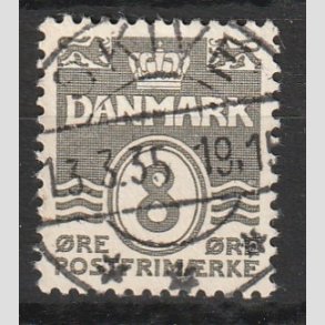 FRIM�RKER DANMARK | 1937-40 - AFA 201a - B�lgelinie 8 �re gr� - Lux Stemplet 