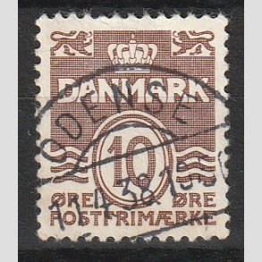 FRIM�RKER DANMARK | 1937-38 - AFA 235 - B�lgelinie 10 �re brun - Lux Stemplet 