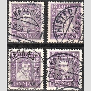 FRIM�RKER DANMARK | 1924 - AFA 136-139 - Postjubil�um 15 �re violet i komplet s�t - Lux Stemplet