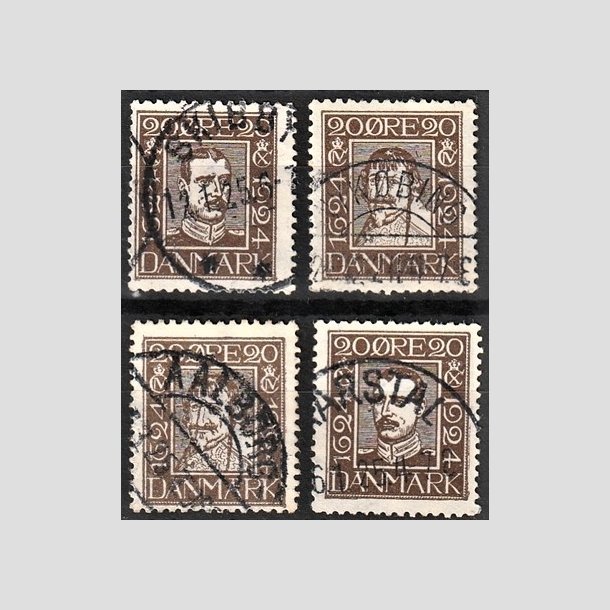 FRIMRKER DANMARK | 1924 - AFA 140-143 - Postjubilum 20 re brun i komplet st - Lux Stemplet