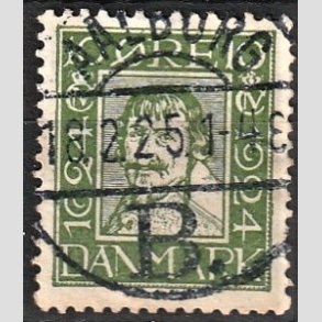 FRIM�RKER DANMARK | 1924 - AFA 133 - Postjubil�um 10 �re gr�n - Lux Stemplet 