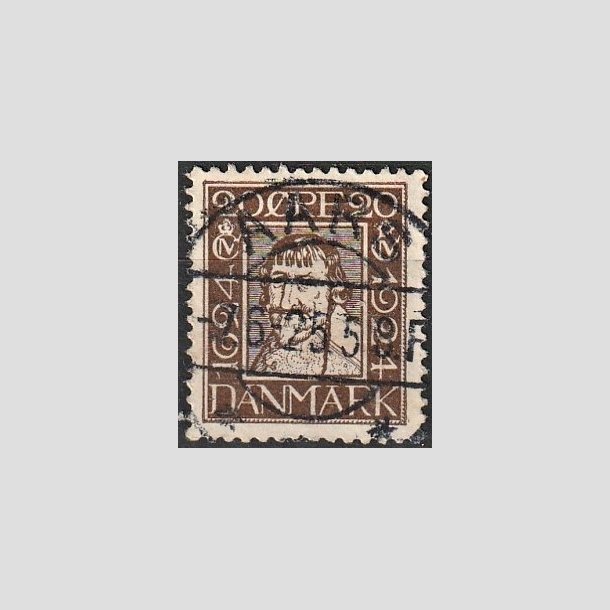 FRIMRKER DANMARK | 1924 - AFA 141 - Postjubilum 20 re brun - Lux Stemplet "AARS"