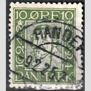 FRIM�RKER DANMARK | 1924 - AFA 133 - Postjubil�um 10 �re gr�n - Lux Stemplet 