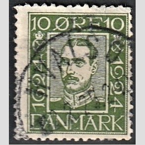 FRIM�RKER DANMARK | 1924 - AFA 135 - Postjubil�um 10 �re gr�n - Lux Stemplet 