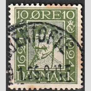 FRIM�RKER DANMARK | 1924 - AFA 133 - Postjubil�um 10 �re gr�n - Lux Stemplet 