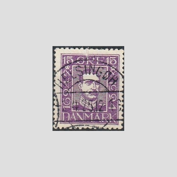 FRIMRKER DANMARK | 1924 - AFA 136 - Postjubilum 15 re violet - Lux Stemplet "HELSINGR"