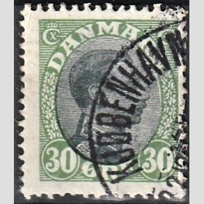 FRIMRKER DANMARK | 1918-20 - AFA 103 - 2K - Chr. X 30 re grn/sort - Lux Stemplet 