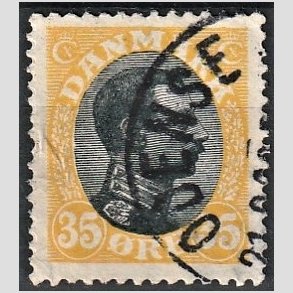 FRIMRKER DANMARK | 1918-20 - AFA 104 - Chr. X 35 re gul/sort - Stemplet 