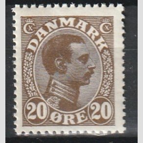 FRIMRKER DANMARK | 1921-22 - AFA 125 - Chr. X 20 re brun - Postfrisk