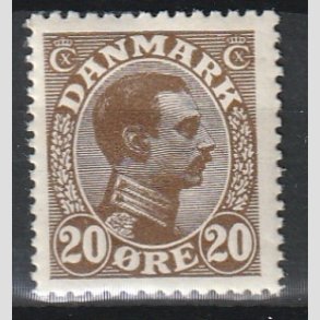 FRIMRKER DANMARK | 1921-22 - AFA 125 - Chr. X 20 re brun - Postfrisk