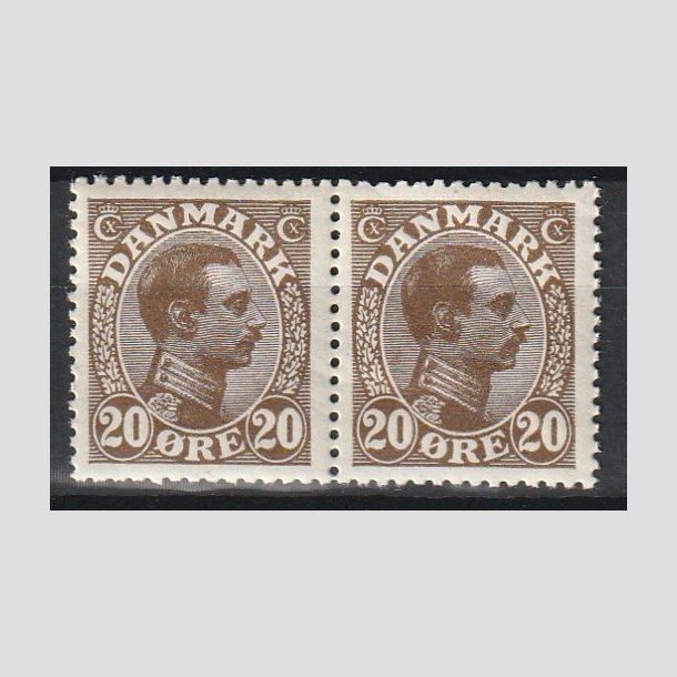 FRIMRKER DANMARK | 1921-22 - AFA 125 - Chr. X 20 re brun i par - Postfrisk