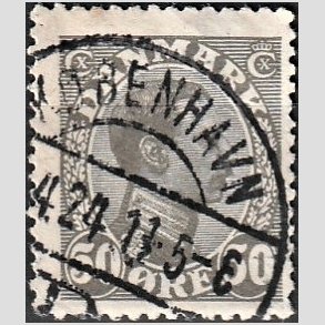 FRIMRKER DANMARK | 1921-22 - AFA 129 - Chr. X 50 re olivengr (2K) - Stemplet 