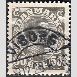 FRIMRKER DANMARK | 1921-22 - AFA 129 - Chr. X 50 re olivengr - Stemplet 