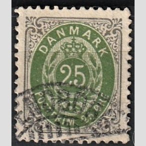 FRIM�RKER DANMARK | 1895 - AFA 29B - 2K - 25 �re gr�/gr�n - Stemplet 