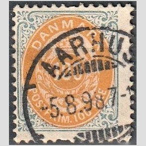 FRIM�RKER DANMARK | 1895 - AFA 31B - 100 �re gr�/gul - Stemplet 