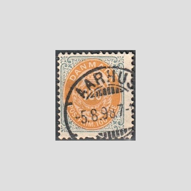 FRIMRKER DANMARK | 1895 - AFA 31B - 100 re gr/gul - Stemplet "AARHUS"