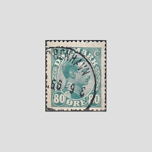 FRIMRKER DANMARK | 1915 - AFA 84 - Chr. X 80 re blgrn - Stemplet "KJBENHAVN"