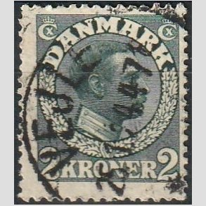 FRIMRKER DANMARK | 1913 - AFA 76 - Chr. X 2 Kroner skifergr - Stemplet 