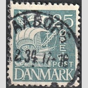 FRIM�RKER DANMARK | 1933 - AFA 205 - Karavel 25 �re bl� Type I - Lux Stemplet 