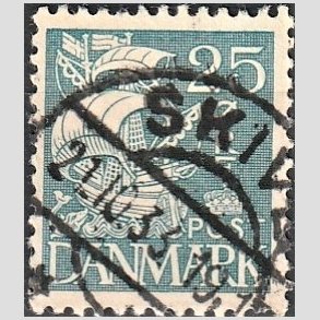 FRIM�RKER DANMARK | 1933 - AFA 205 - Karavel 25 �re bl� Type I - Stemplet 