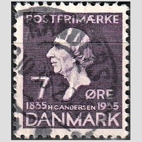 FRIM�RKER DANMARK | 1935 - AFA 224 - H. C. Andersen 7 �re lilla - Lux Stemplet 