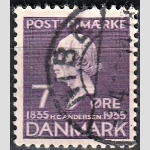 FRIM�RKER DANMARK | 1935 - AFA 224 - H. C. Andersen 7 �re lilla - Stemplet 