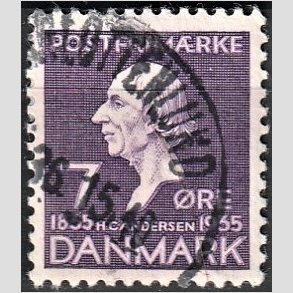 FRIM�RKER DANMARK | 1935 - AFA 224 - H. C. Andersen 7 �re lilla - Lux Stemplet 