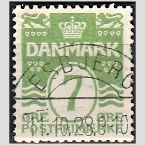FRIM�RKER DANMARK | 1926-30 - AFA 167 - B�lgelinie 7 �re lysgr�n - Lux Stemplet 