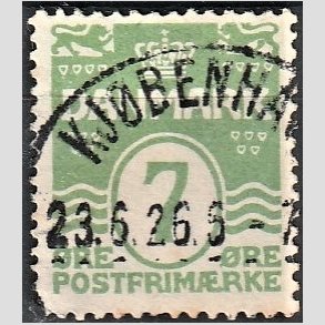 FRIM�RKER DANMARK | 1926-30 - AFA 167 - B�lgelinie 7 �re lysgr�n - Lux Stemplet 