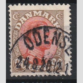 FRIMRKER DANMARK | 1918-20 - AFA 109 - Chr. X 90 re brun/rd - Stemplet 
