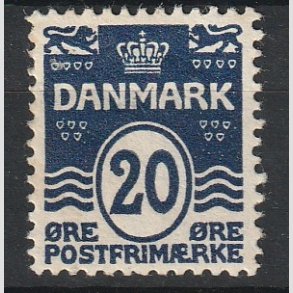 FRIM�RKER DANMARK | 1912 - AFA 66a - B�lgelinie 20 �re sortbl� - Postfrisk