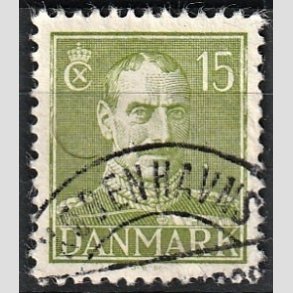 FRIMRKER DANMARK | 1942-44 - AFA 275 - Chr. X 15 re grn - Lux Stemplet 