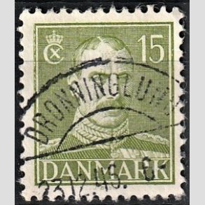 FRIMRKER DANMARK | 1942-44 - AFA 275 - Chr. X 15 re grn - Lux Stemplet 