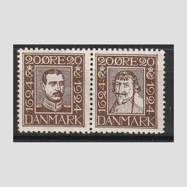 FRIMRKER DANMARK | 1924 - AFA 140,141 - Postjubilum 20 re brun i par - Postfrisk