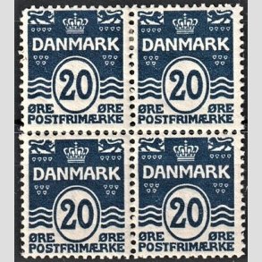 FRIMRKER DANMARK | 1912 - AFA 66 - Blgelinie 20 re mrkbl i Fireblok - Ubrugt/Postfrisk