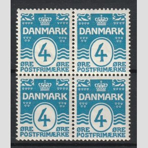 FRIMRKER DANMARK | 1913-14 - AFA 80 - Blgelinie 4 re bl i Fire-blok - Ubrugt