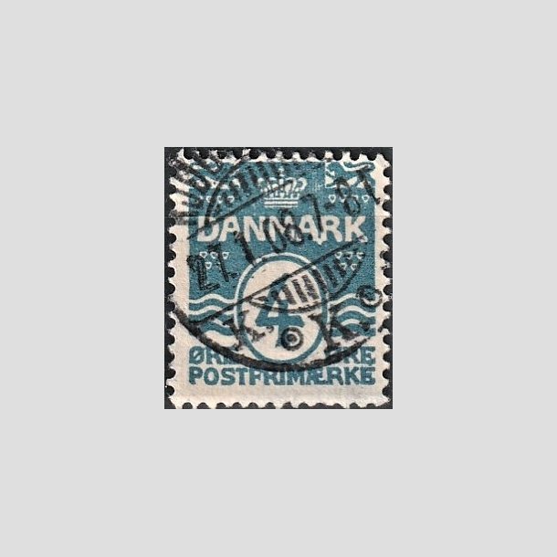 FRIMRKER DANMARK | 1905-06 - AFA 45y - Blgelinie 4 re bl Krone III, Variant! A og R sammenhngende - Stemplet
