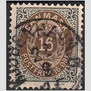FRIM�RKER DANMARK | 1895 - AFA 27B - 2K - 16 �re gr�/brun - Stemplet 