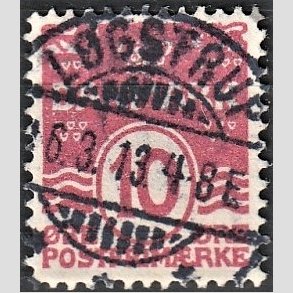 FRIM�RKER DANMARK | 1912 - AFA 65 - B�lgelinie 10 �re karminrosa - Lux Stemplet 