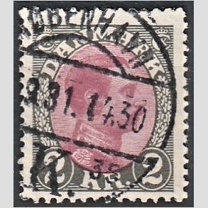 FRIMRKER DANMARK | 1925-26 - AFA 151 - Chr. X 2 Kr. gr/rdlilla - Stemplet 