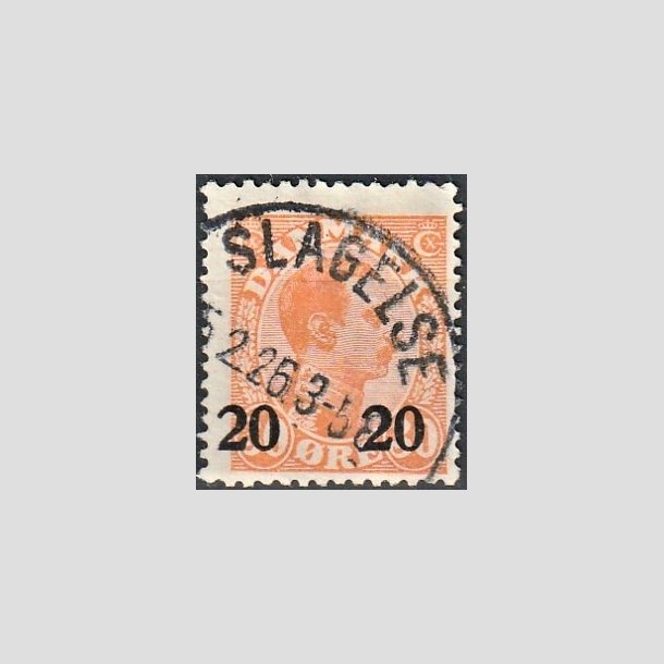 FRIMRKER DANMARK | 1926 - AFA 152 - 20 20/30 re orange Chr. X provisorier - Lux Stemplet "SLAGELSE"