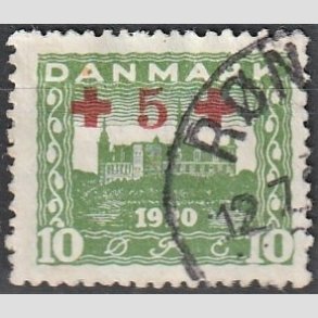 FRIMRKER DANMARK | 1921 - AFA 120 - +5 +10 re grn Rde Kors provisorier - Stemplet