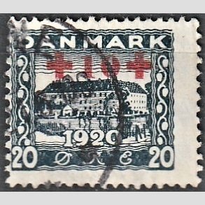 FRIMRKER DANMARK | 1921 - AFA 121 - +10 +20 re bl Rde Kors provisorier - Stemplet