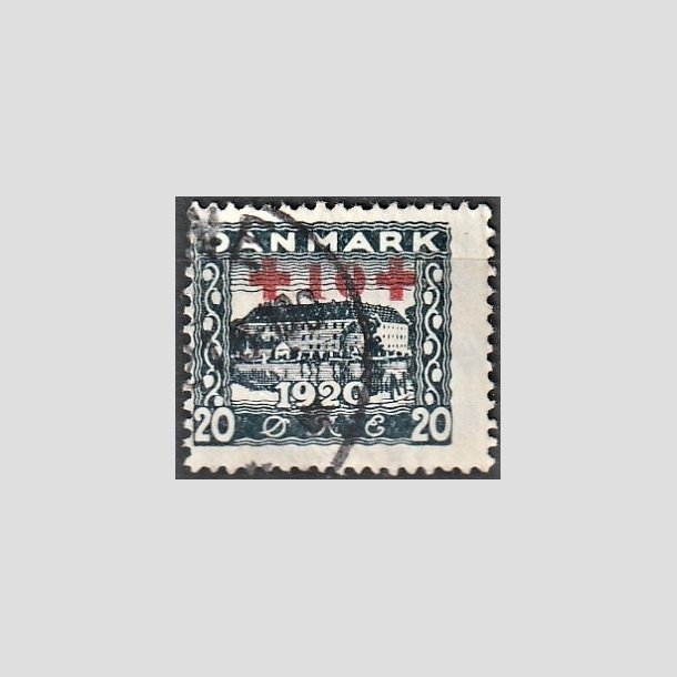 FRIMRKER DANMARK | 1921 - AFA 121 - +10 +20 re bl Rde Kors provisorier - Stemplet