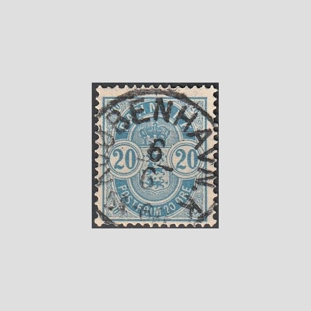 FRIMRKER DANMARK | 1884-85 - AFA 36 - 20 re bl - Pragt Stemplet "KJBENHAVN"