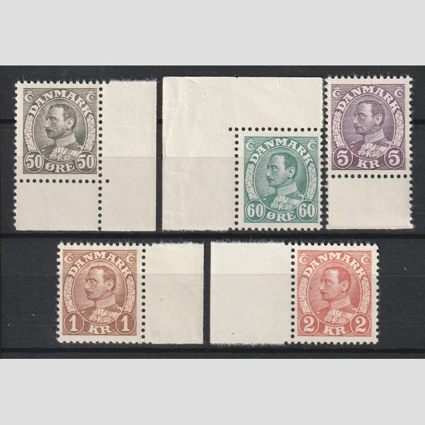 FRIMRKER DANMARK | 1934 - AFA 209,210,211,212,213 - Chr. X komplet st med marginal - Postfrisk