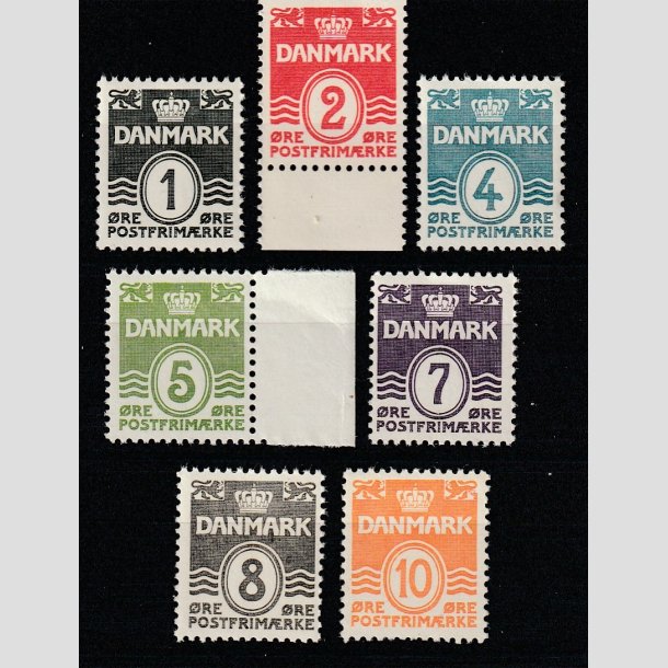 FRIMRKER DANMARK | 1933 - AFA 196,197,198,199,200,201,202(IA) - Blgelinie komplet st - Postfrisk