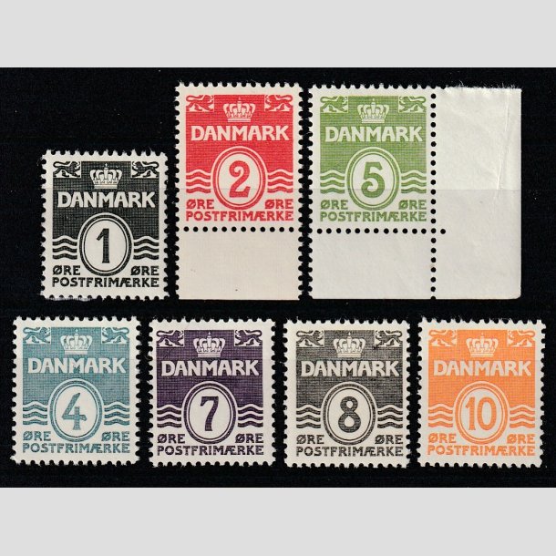 FRIMRKER DANMARK | 1933 - AFA 196,197,198,199,200,201,202(IA) - Blgelinie komplet st - Postfrisk