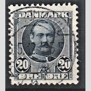 FRIM�RKER DANMARK | 1907 - AFA 56 - Frederik VIII 20 �re bl� - Lux Stemplet 